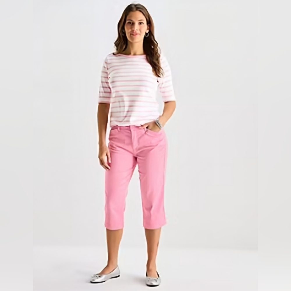 St. John's Bay Womens Mid Rise Capri Pant, in Pink, Size 14 Tall